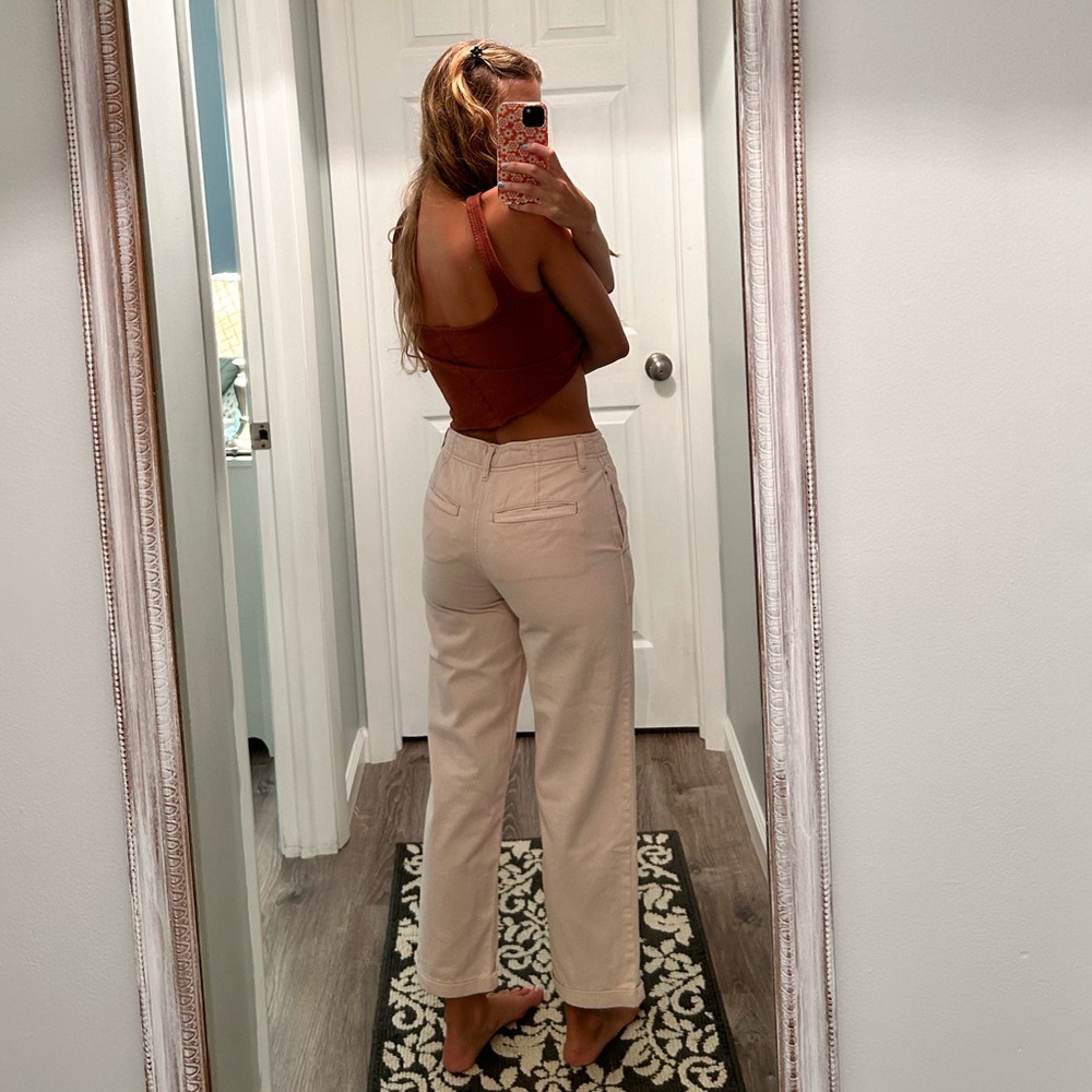 Free People 5 Button Fly Folded Hem Khaki Pants Sz 25 - Picture 4 of 10